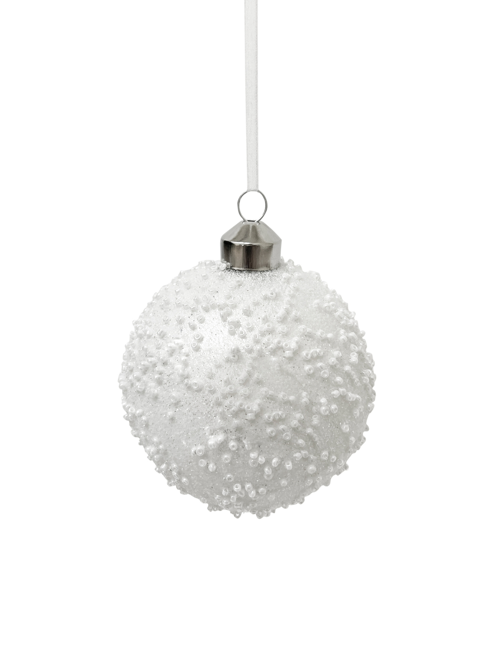 Набор шаров с бисером 8см 9шт ChristmasDeLuxe белый