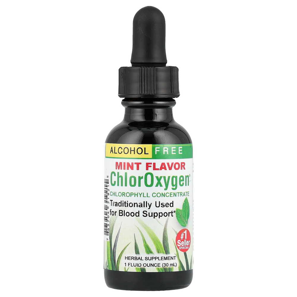 Herbs Etc., ChlorOxygen®, концентрат хлорофилла, без спирта, мята, 30 мл (1 жидк. Унция)