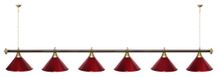 Лампа STARTBILLIARDS 6 пл. (плафоны хром,штанга красная,фурнитура золото)