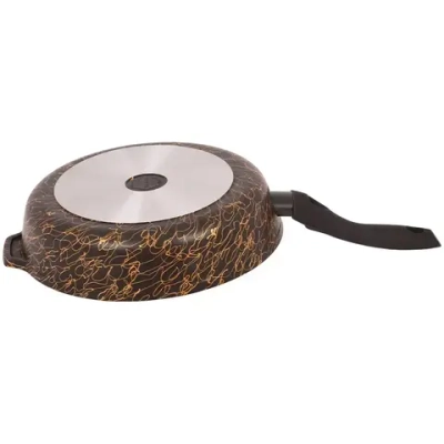 Сковорода глубокая 28см с ручкой «Грация» (черный/золото) сгчз280а