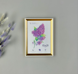 Фоторамка пластиковая 15х21 см, золотой, без фактуры, арт. 1521.683819