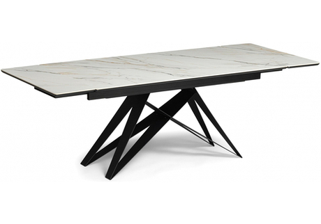 Керамический стол Woodville Блэкберн 160(220)х89 белый gilt white, черный