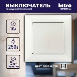 Переключатель Intro Solo 4-103-06 одноклавишный 10А-250В, IP20, СУ, перламутр