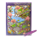 Румбокс, наклейки для творчества - антистресс блокнот, 200*265 мм, "Animal Party", фиолет, XXL, 3D стикеры, 6 комнат, в комплекте пинцет, пакет с европодвесом