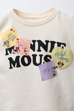 ZARA ЛОНГСЛИВ С НАШИВКАМИ MINNIE MOUSE © DISNEY, ЭКРЮ