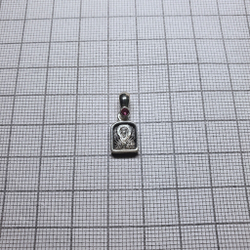 Образок из серебра/Чернение/С подвижным ухом/Александр Невский/Со вставкой из фианитов