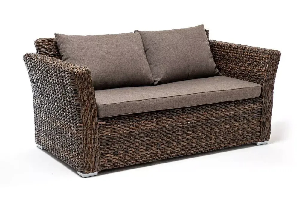 "Капучино" диван из искусственного ротанга (гиацинт) двухместный, цвет коричневый