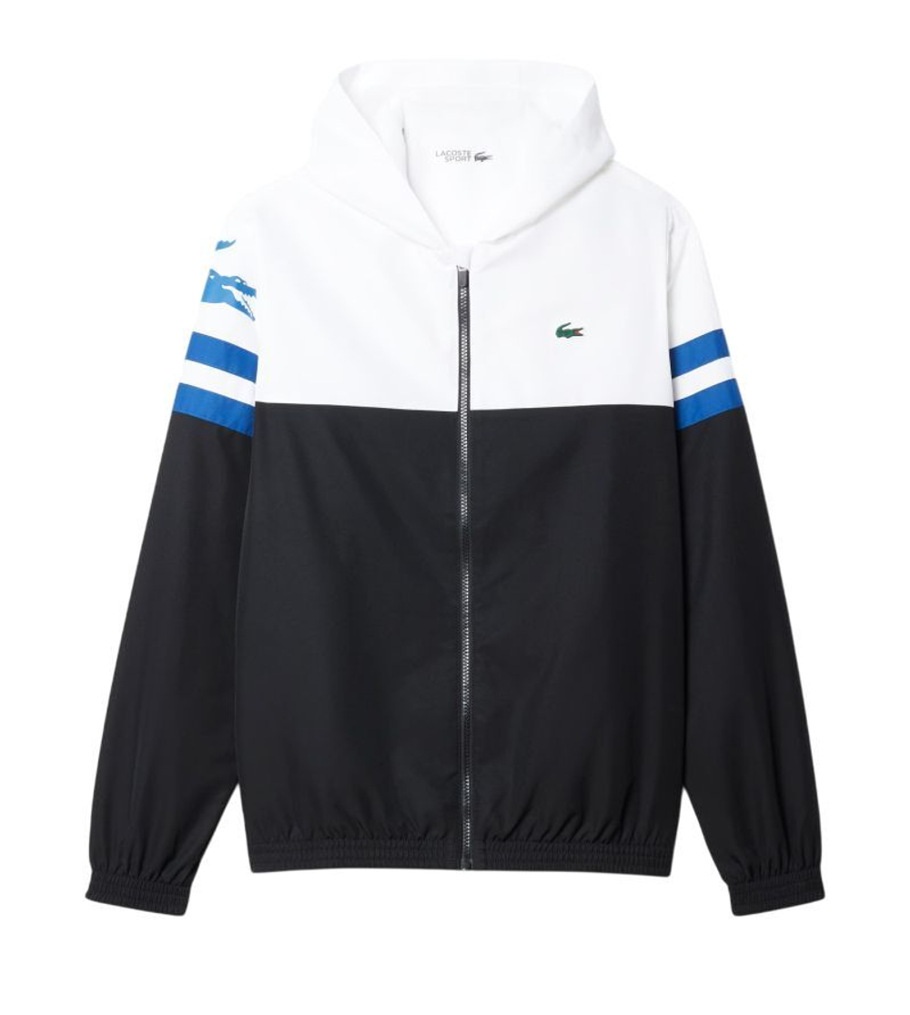 Куртка теннисная Lacoste Water-Repellent Hooded - black/blue/white