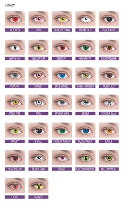 Карнавальные цветные линзы Adria Crazy (1 флакон, 1 линза)