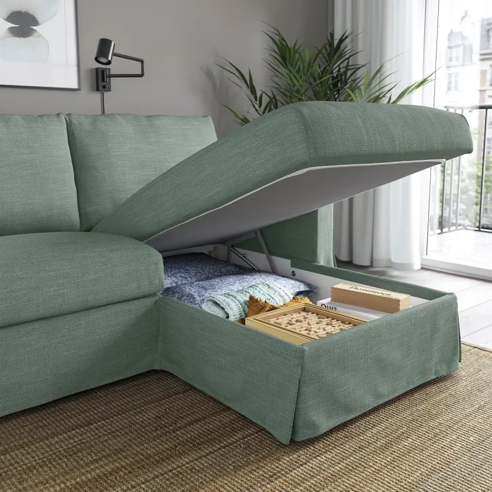 Диван 3-местный с оттоманкой - IKEA HYLTARP/ХИЛТАРП ИКЕА, зеленый