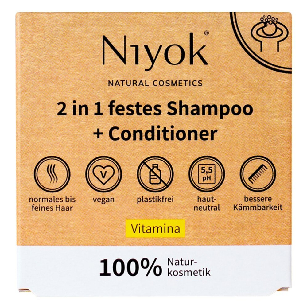 Твердый шампунь и кондиционер Niyok 2 в 1 (Vitamina), 80 гр