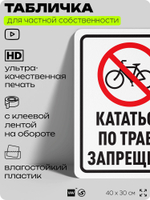 Табличка для частной территории "Кататься по траве запрещено", на дом, для участка, организаций и частных территорий, предупреждающая, 40х30 см, Silver Plane x Айдентика Технолоджи