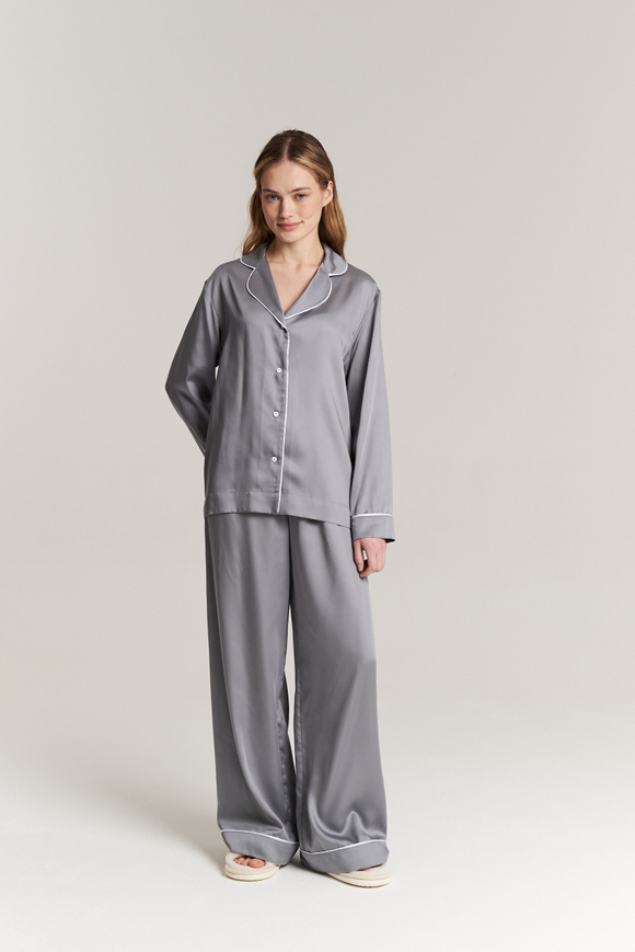 Брюки из тенселя с кантом стальные