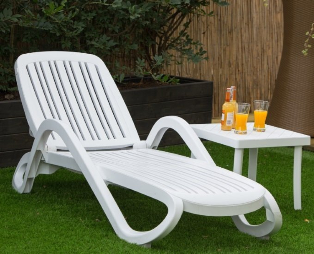 Шезлонг-лежак пластиковый Nardi Eden, белый