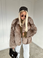 Шуба из кофейной лисы 60см