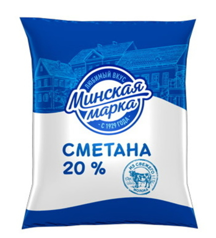 Сметана "Минская марка" 20% 400г. в пленке Минск