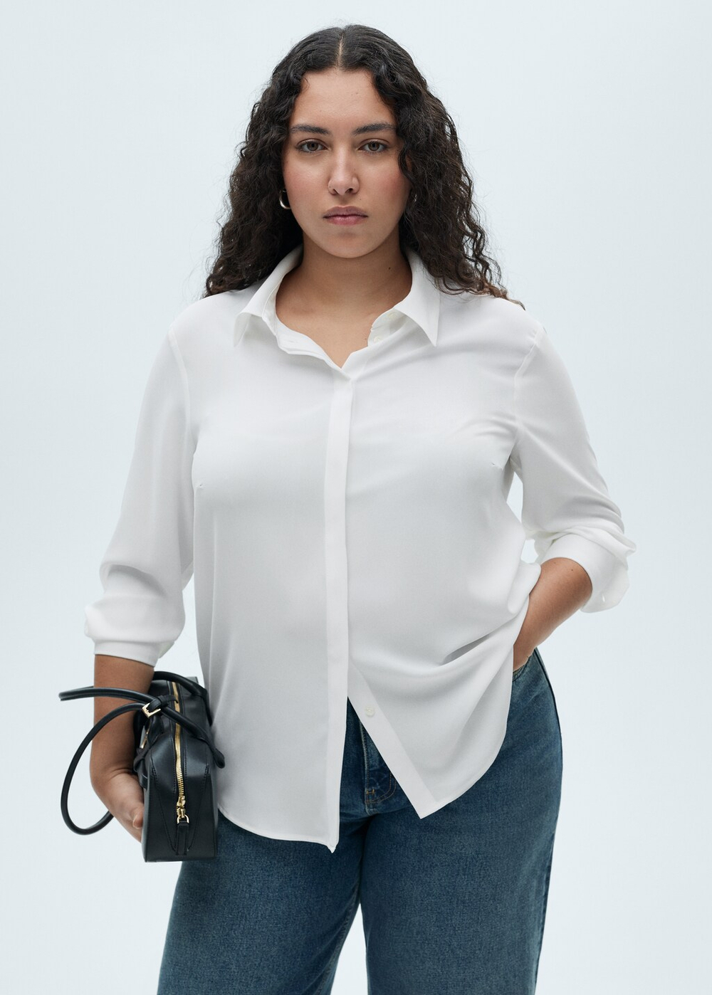 Струящаяся рубашка с длинными рукавами