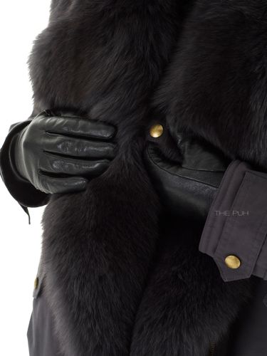 Графитовая пуховая парка с мехом лисы