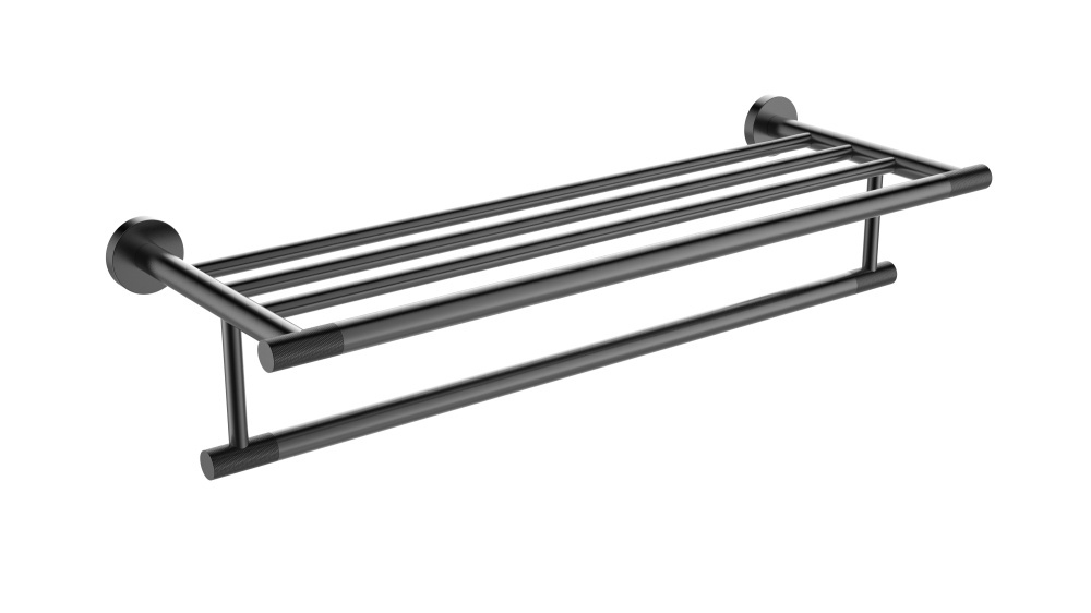 5520-C Полотенцедержатель с полкой  (ЧЕРНЫЙ) ViEiR  (10/1шт)