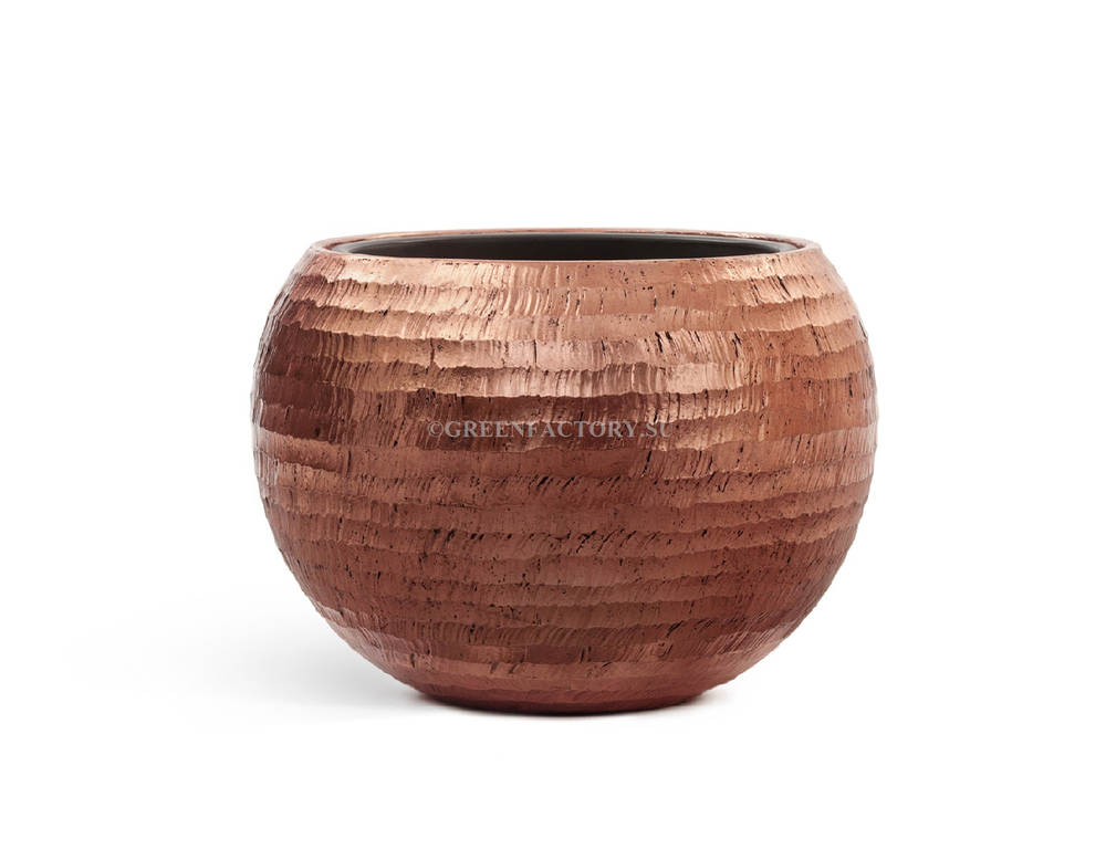 Кашпо TREEZ Effectory - Metal - Полусфера - Розовая медь Чеканка