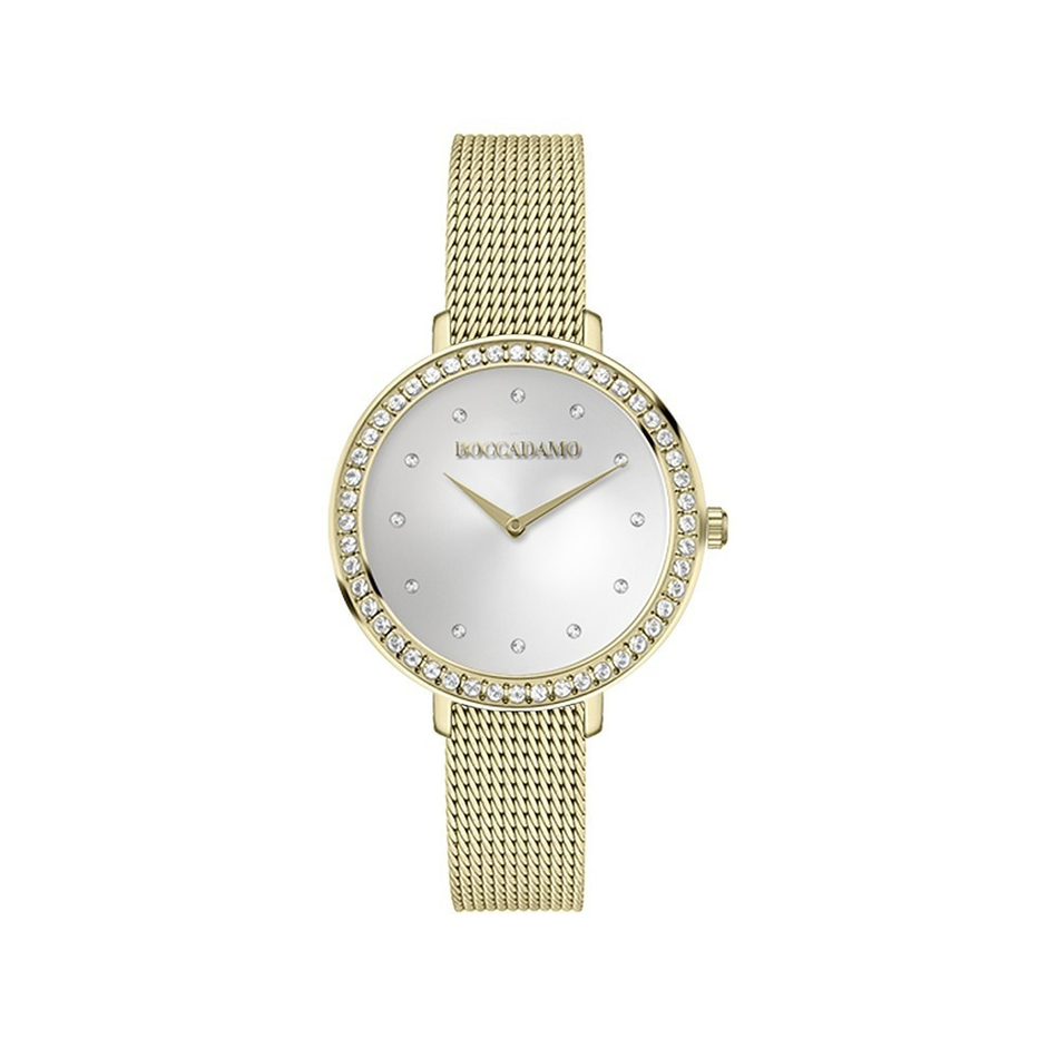 Часы Boccadamo Focus Gold Silver FC002A BW/G с минеральным стеклом, кристаллами Swarovski