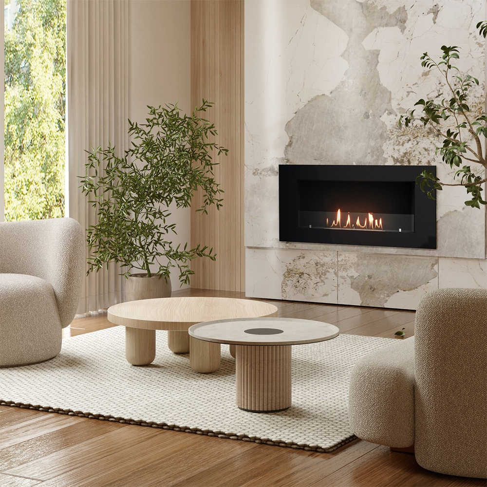 Каминокомплект:Биокамин Firelight BFP/W-110+Набор керамических камней М, черные