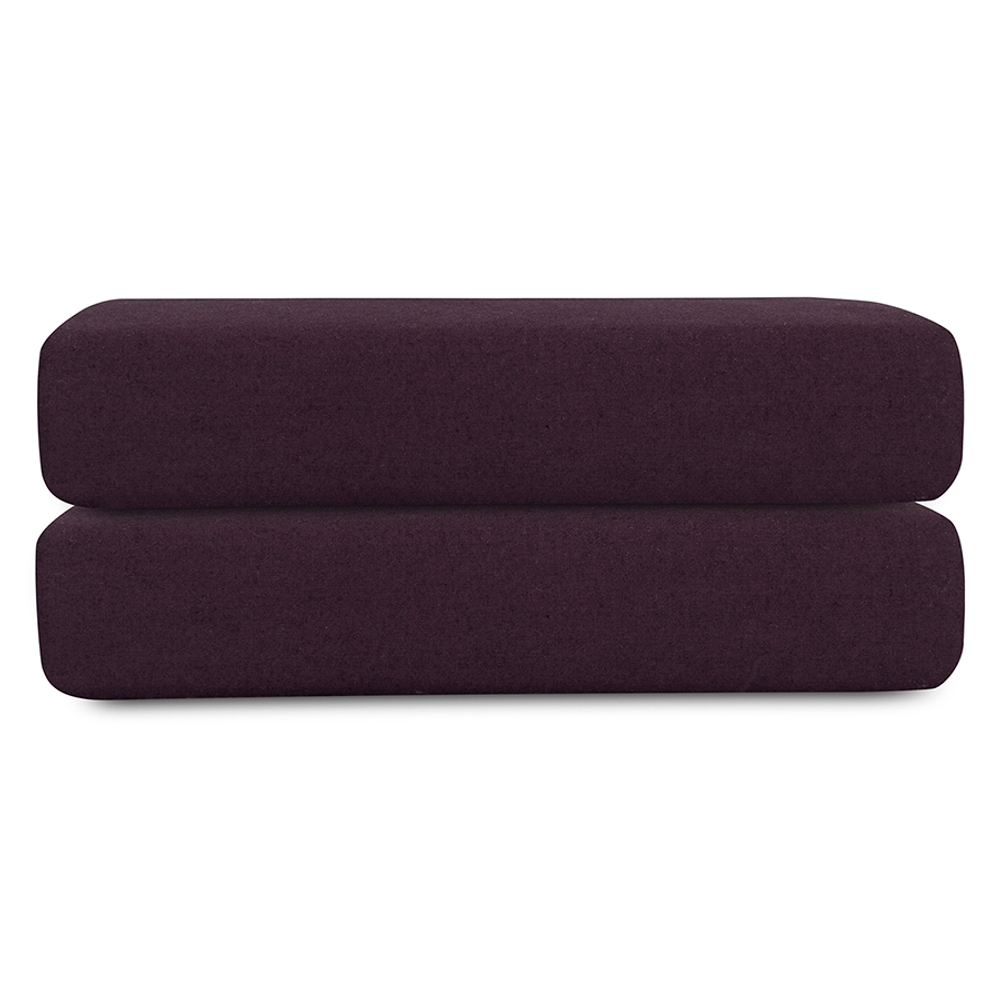 Простыня на резинке из стираного перкаля сливового цвета из коллекции essential, 160х200х30 см