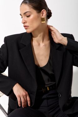 Пиджак свободный костюмный черного цвета