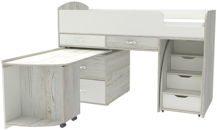 Кровать-чердак КарИВи Малыш 6 Винтерберг Белый