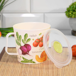 Контейнер-кружка 0,75л с клапаном с декором (светло-бежевый)