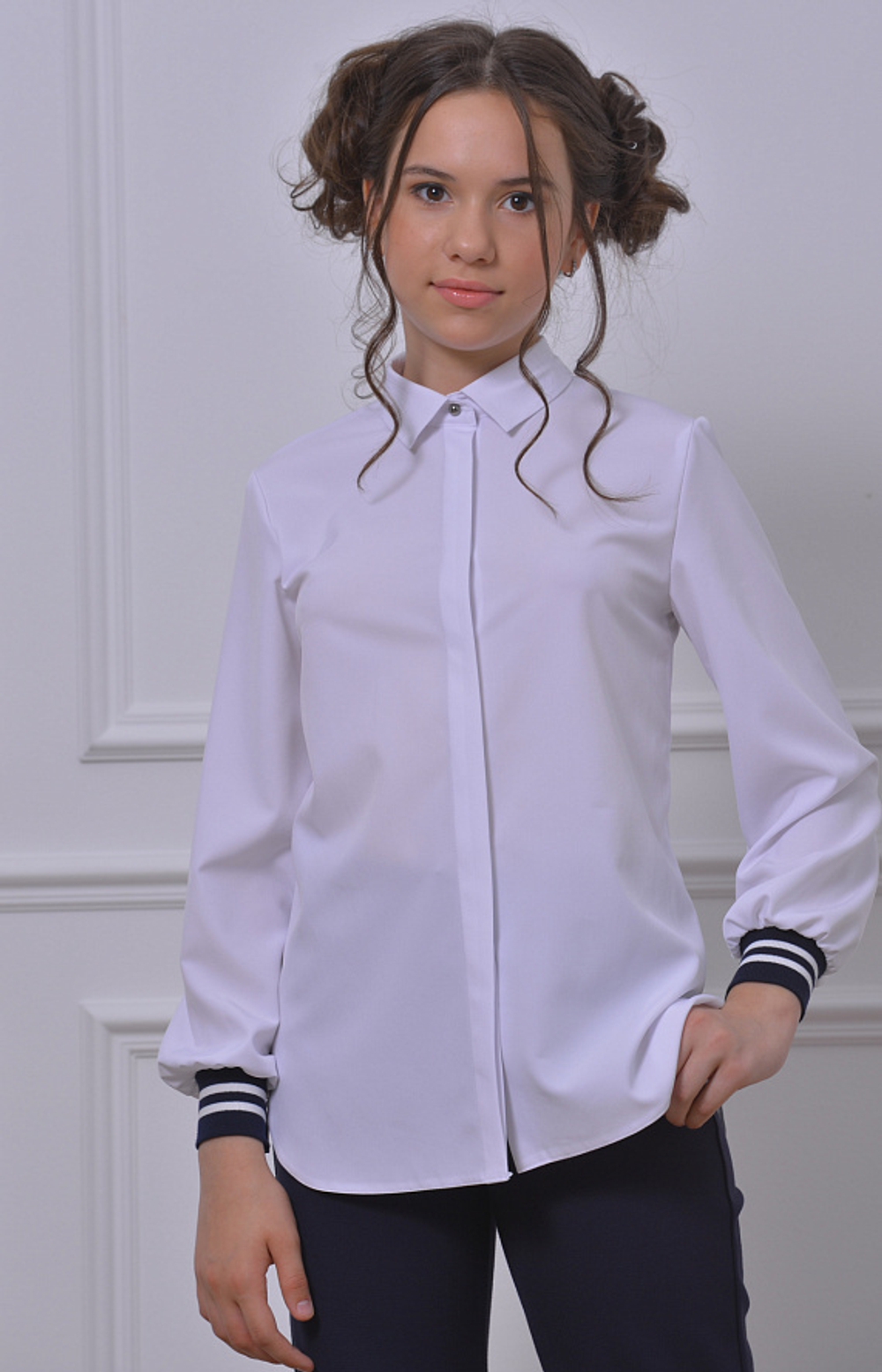 Блузка школьная для девочки длинный рукав