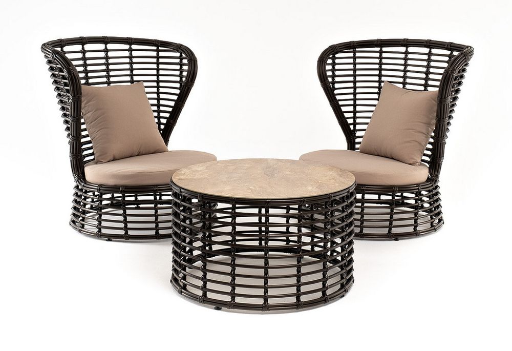 "Парма" кофейный комплект из искусственного ротанга, цвет бронзовый