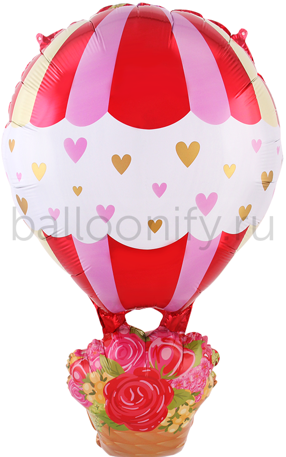 Шар (34''/86 см) Фигура, Воздушный шар, Цветы с любовью, Красный, 1 шт.