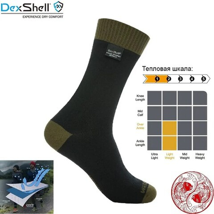 Водонепроницаемые носки Dexshell Thermlite green DS626O, артикул DS626O