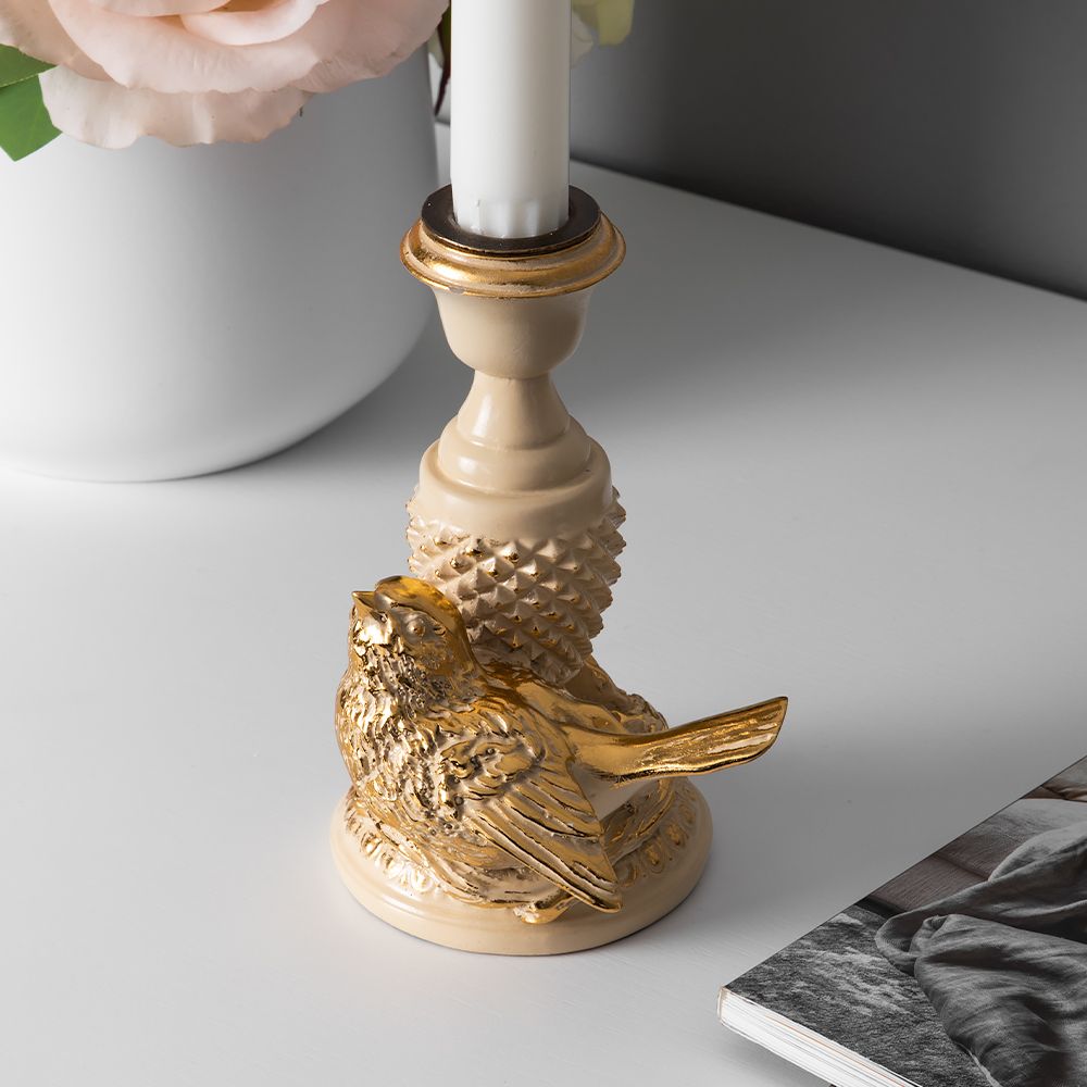 Подсвечник Птичка Терра правый Айвори