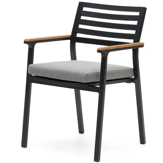 Bona Уличный стул из алюминия в черной отделке и массива тикового дерева