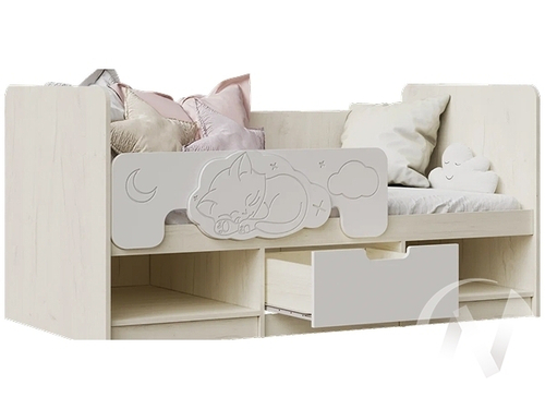 Кровать 1;6*0;8м Детская Юниор-4 (дуб крафт белый/шарли белый)