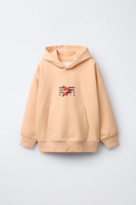 ZARA ХУДИ SPORTY INTERLOCK, СВЕТЛО-ОРАНЖЕВЫЙ