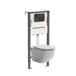 Унитаз подвесной Ceramica Nova Forma CN3009 белый, безободковый, с инсталляцией Balance CN121001MB и кнопкой Circle черный матовый