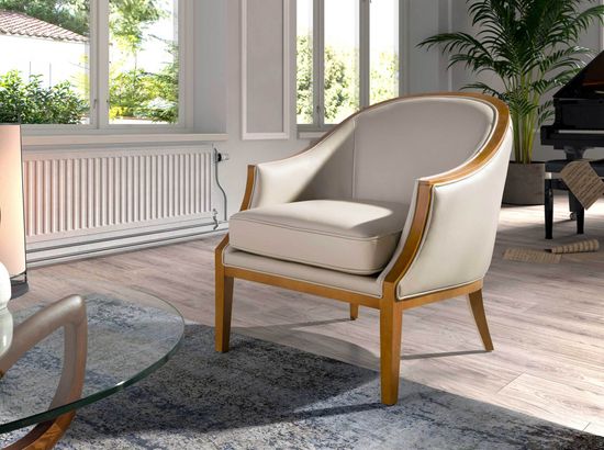 Кресло 5127/A856-T541011 из светло-серой кожи Испания