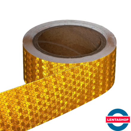 Жёлтая светоотражающая лента 5 см х 10 м