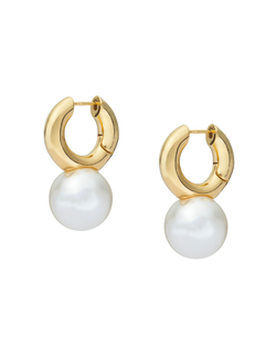 Серьги золотые кольца, жемчужина