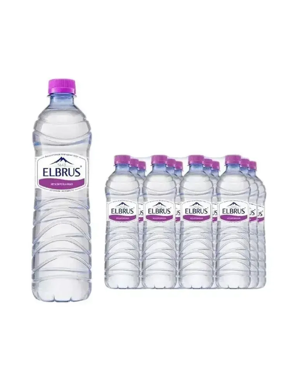 Вода негазированная Эльбрус минеральная природная, 12 шт х 0,5 л