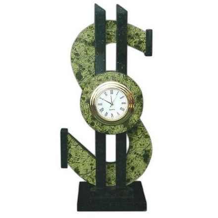 Настольные часы "Доллар", камень змеевик 85х65х180 мм 500 гр. R113074