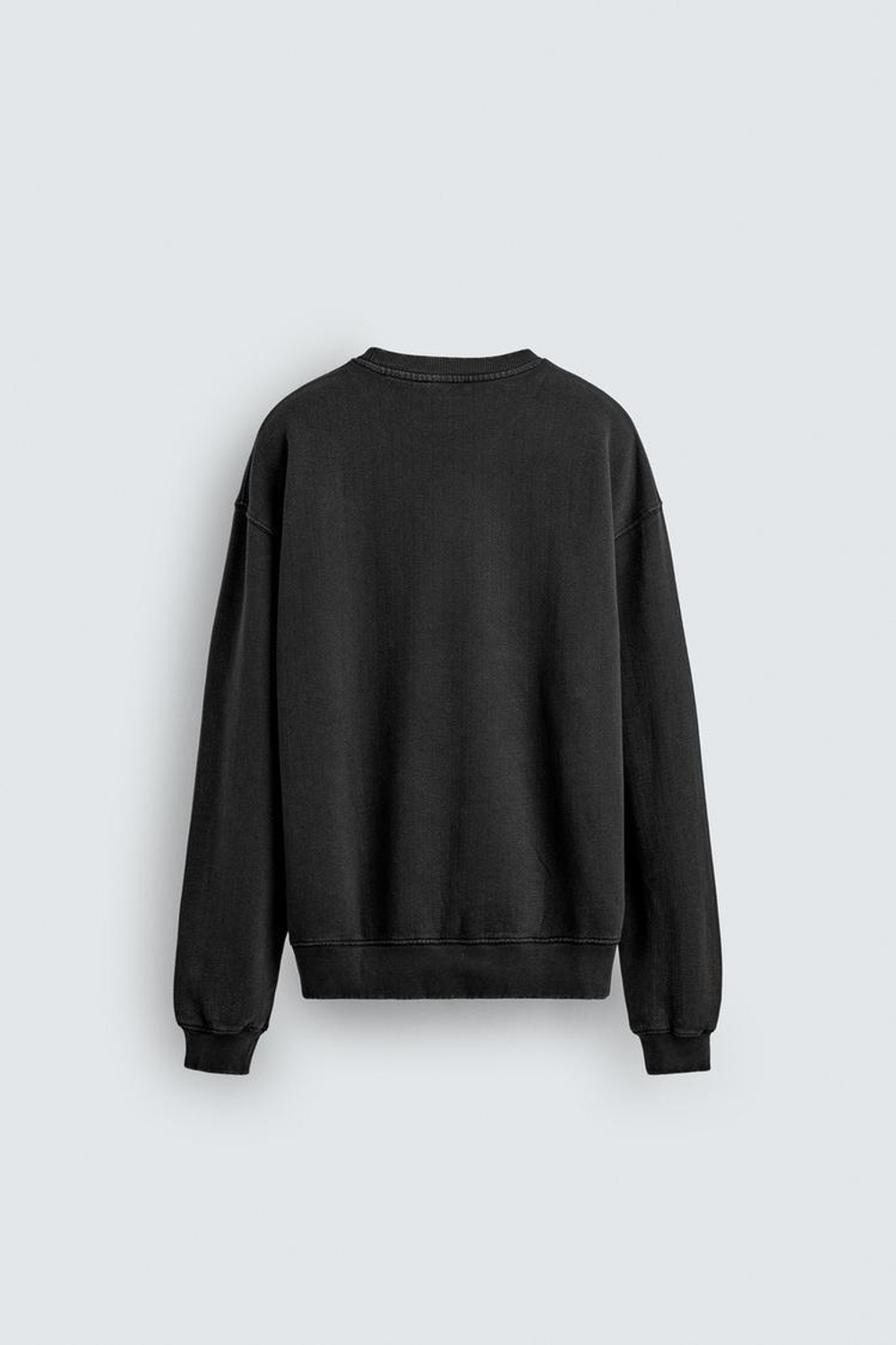 ZARA ТОЛСТОВКА С ЭФФЕКТОМ ПОТЕРТОСТИ И УЗОРОМ «ЁЛОЧКА», ТЕМНЫЙ АНТРАЦИТ