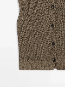 Massimo Dutti Жилет платочной вязки из 100% хлопка, серый