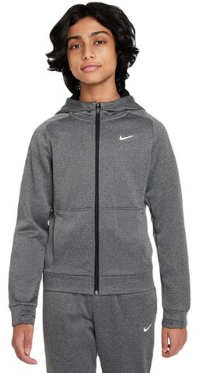 Кофта для мальчика теннисная Nike Therma-FIT Full-Zip Hoodie - black/white