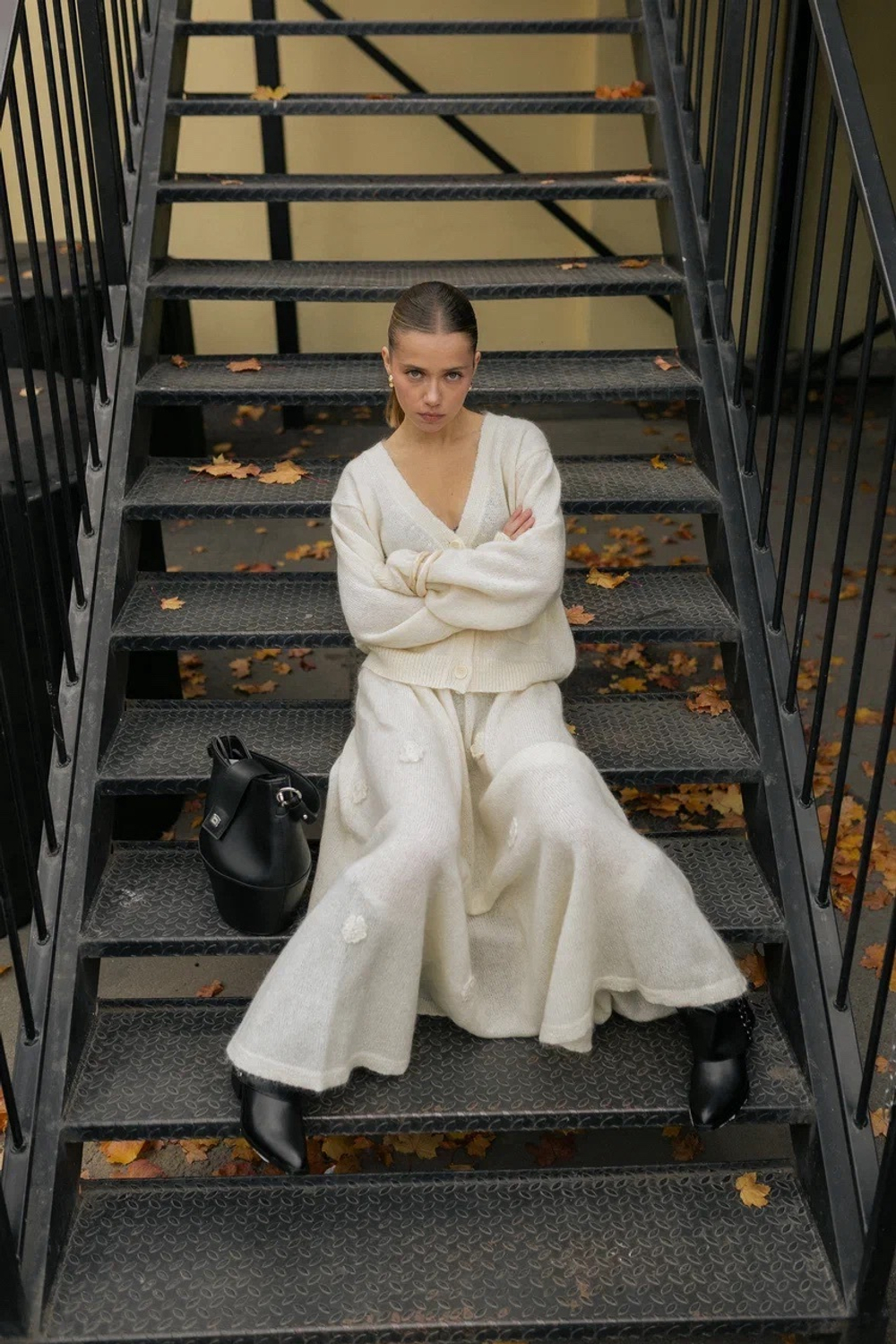 Молочная юбка из мохера