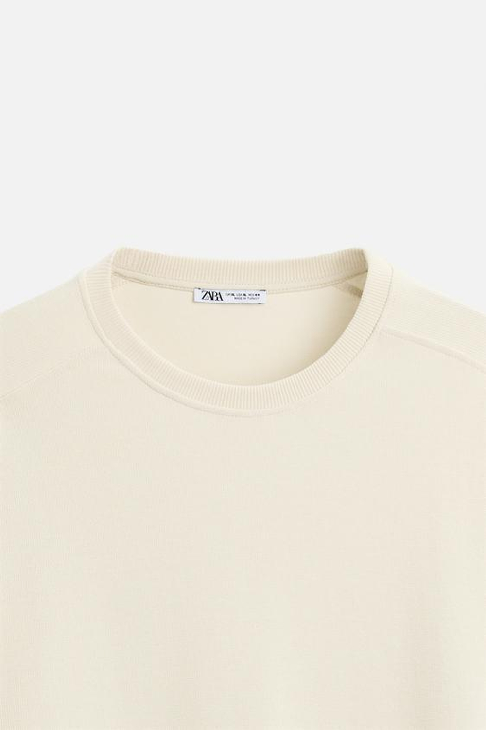 ZARA ТОЛСТОВКА ИЗ ПЛОТНОГО ТРИКОТАЖА С КРУГЛЫМ ВЫРЕЗОМ, ЭКРЮ