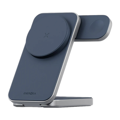 Складная зарядная станция MagSafe Energea MagTrio Plus для iPhone, Apple Watch и AirPods (Qi2) Беспроводная зарядка: Qi 15 Вт, Qi 5 Вт, магнитное крепление для зарядки Apple Watch (Qi 2,5 Вт). Проводная зарядка: нет. Сертификация Qi2